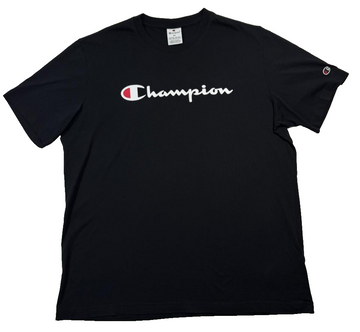 Champion Men's Classic Graphic Tee In Black With The Script Logo - Size XL