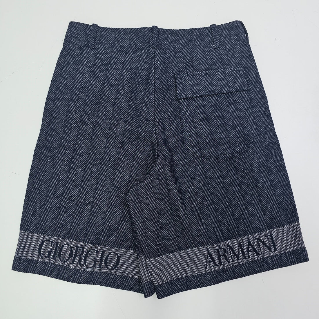 Giorgio Armani Cotton Bermuda Logo Shorts In Jacquard Navy 52 Bnwt
