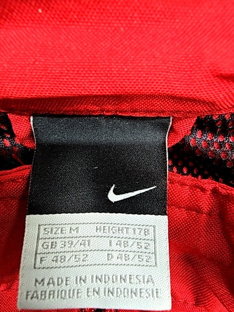 Nike Men's Red Hooded Jacket M Zipper Long Sleeve Sportswear Nylon