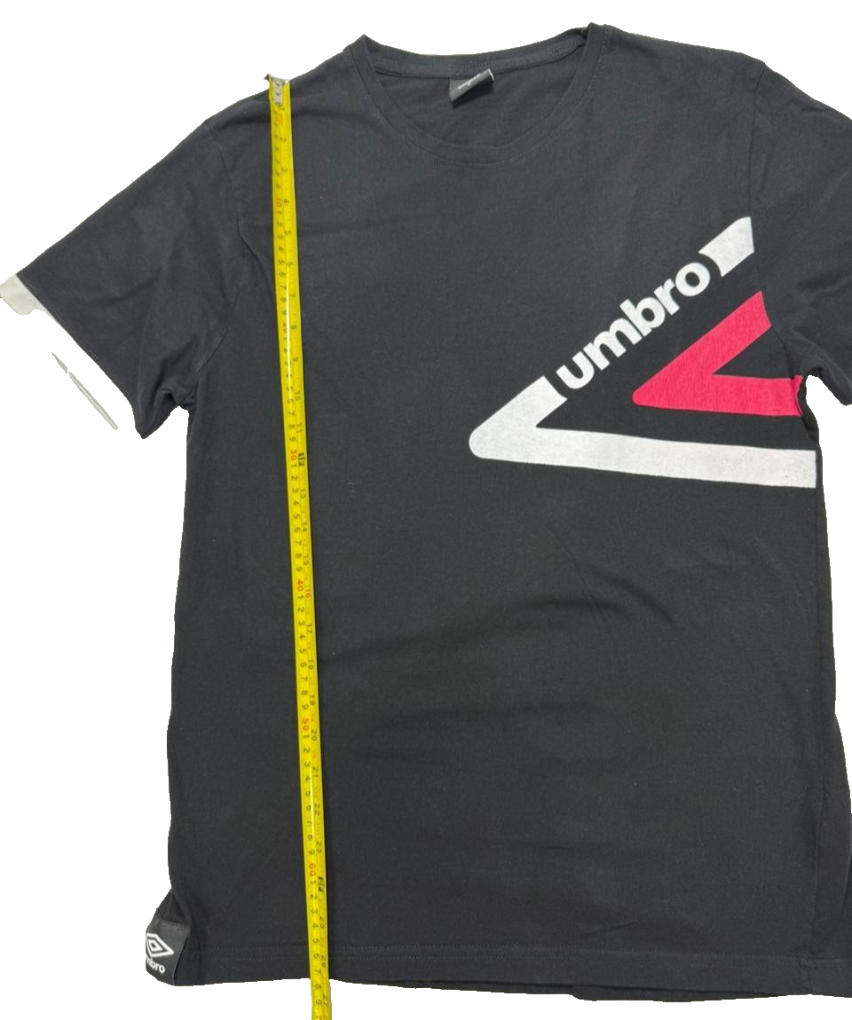 Umbro T-Shirt Black White Red Graphic Logo - Size L