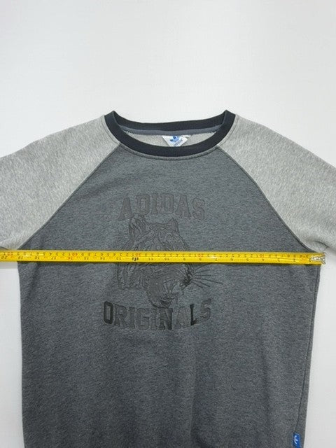 Adidas Boys Gray Raglan Sweatshirt Size 36 Originals Crew Neck Pullover