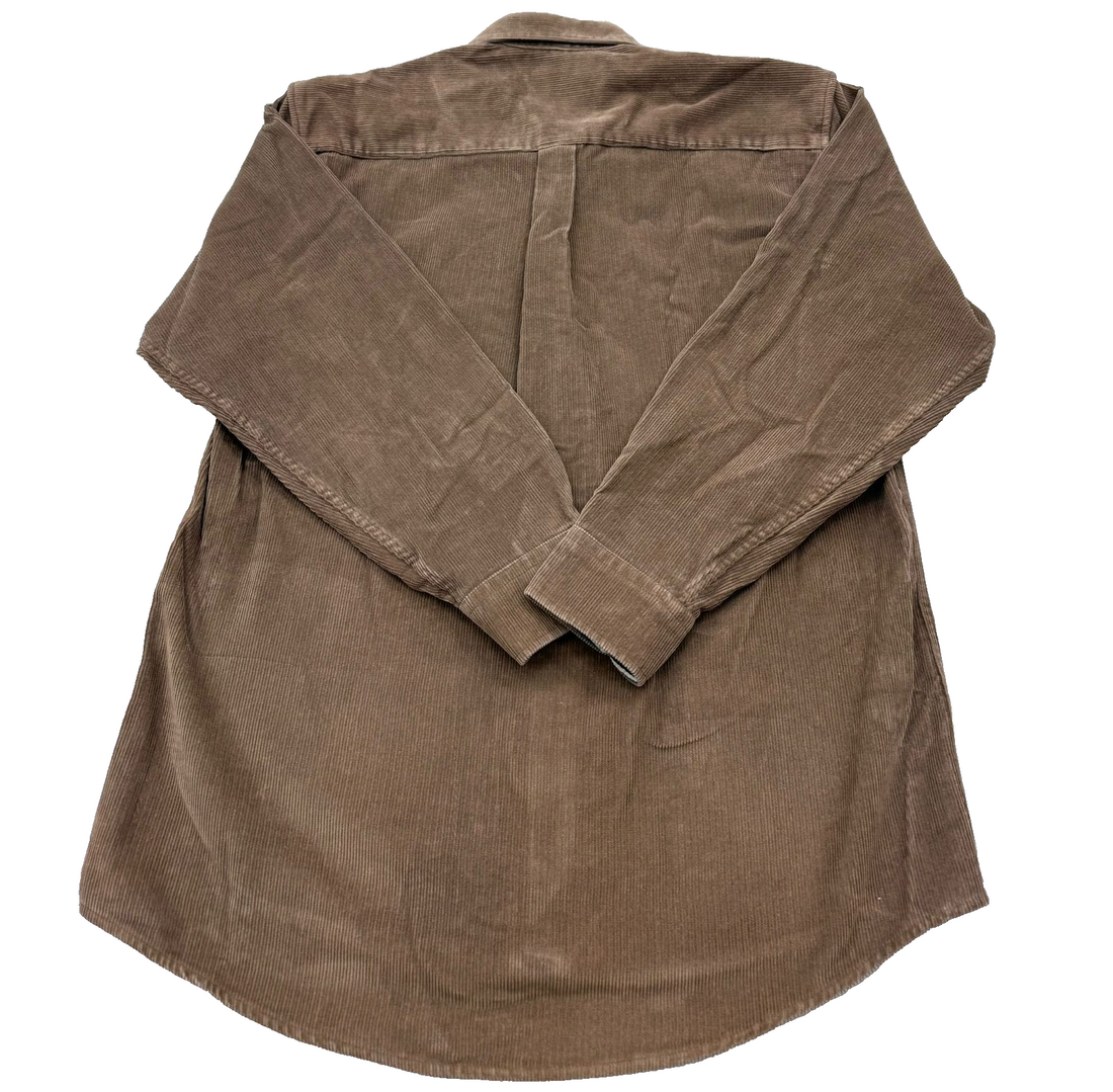 Vintage Tommy Hilfiger Mens Brown Corduroy Button Shirt Size M Made in Hong Kong