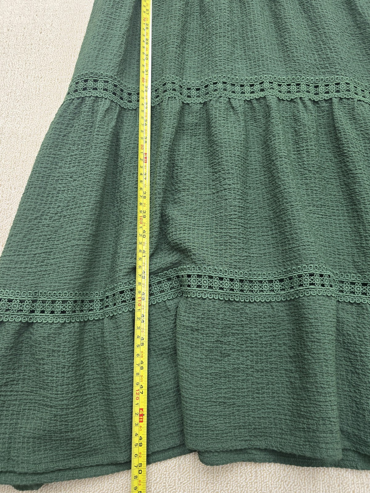 Lulu's Design XS Tiered Floral Olive Green Maxi Dress V-Neck Puff