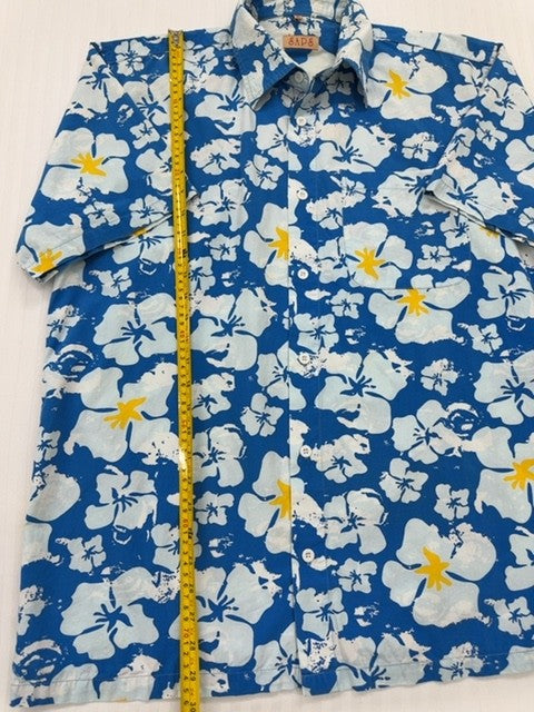 SADS Men's Blue Hawaiian Hibiscus Shirt XL Cotton Short Sleeve