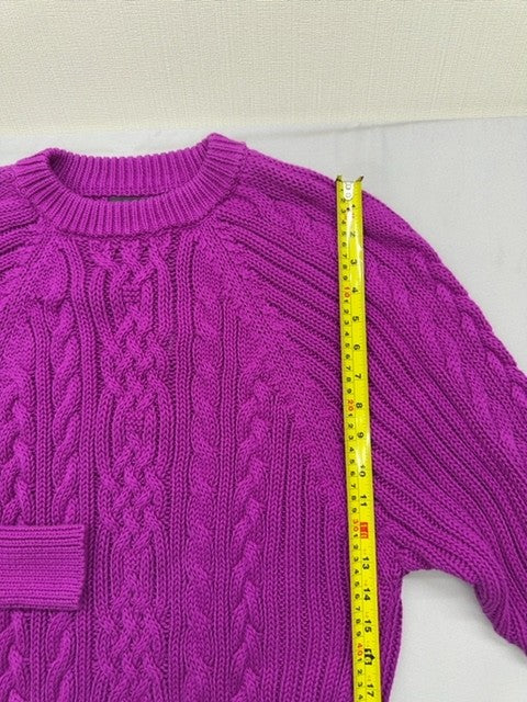 Lauren Ralph Lauren Purple Cable Knit Cotton Crewneck M Pony NWT