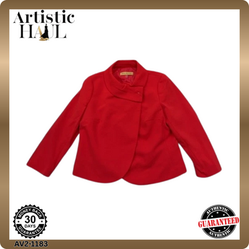 Nipon Boutique Red Wool Blend Wrap Jacket Women Sz 8 Long Sleeve