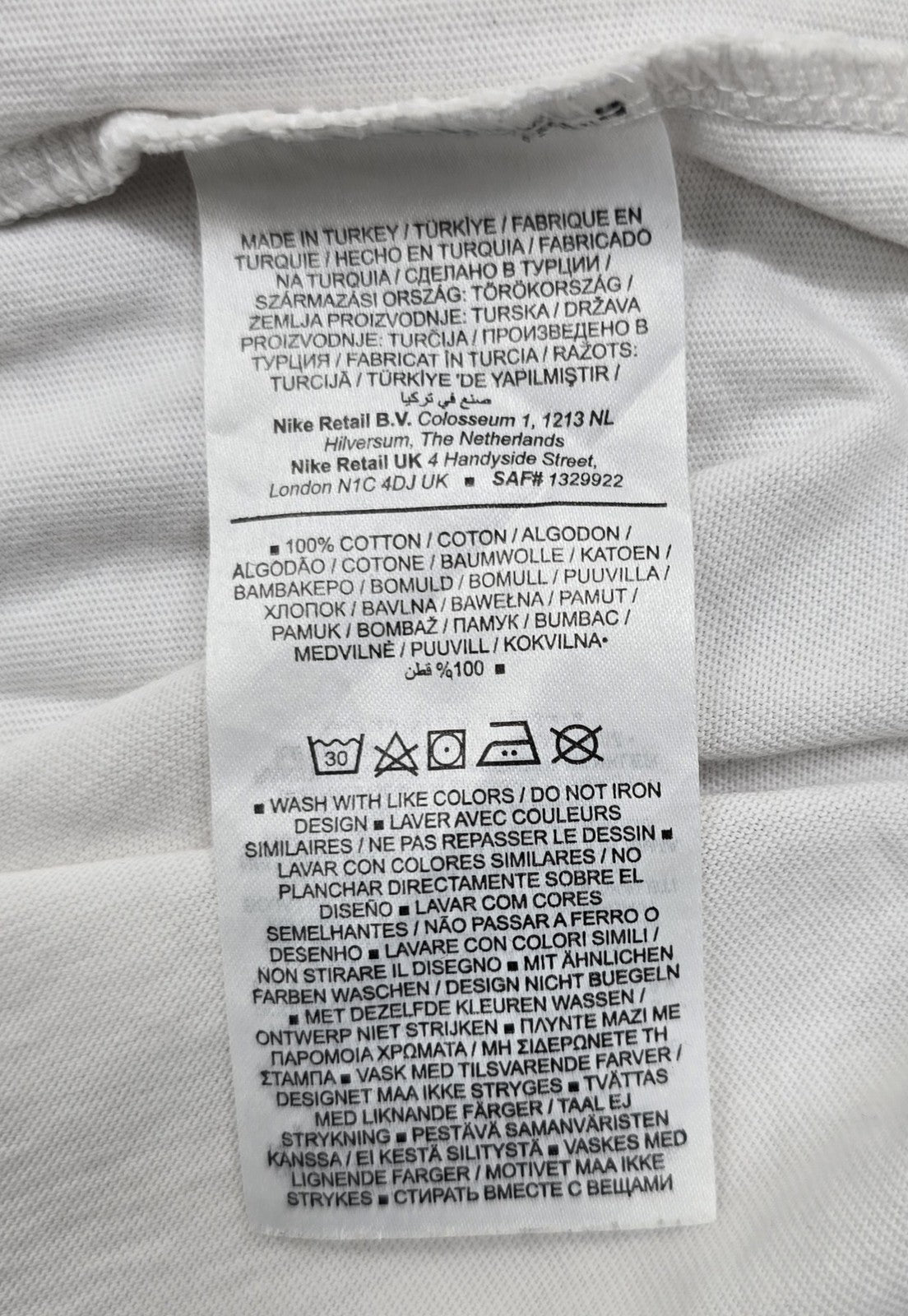 Nike Men's White Short Sleeve Cotton Crewneck T-Shirt Size S
