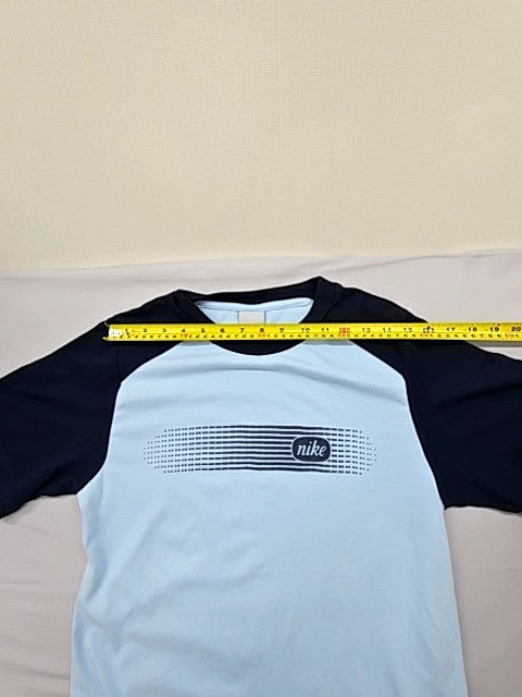 Nike Men's S Light Blue/Navy Raglan Short Sleeve Crewneck Tee