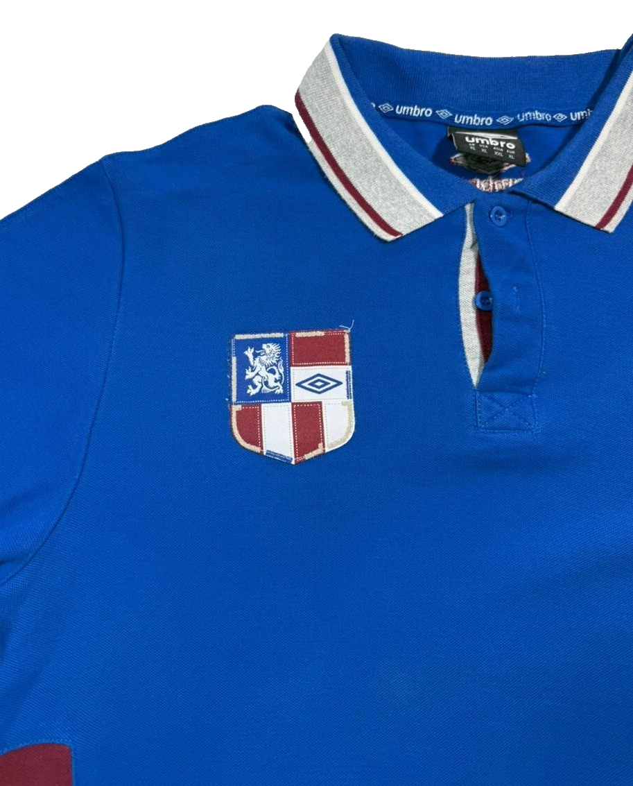Umbro Men's Royal Blue Pique Polo Shirt Lion Crest Logo Short Sleeve Size XL
