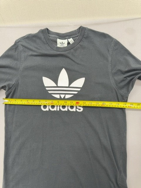 Adidas Men's Grey M Short Sleeve Logo Crewneck T-Shirt Cotton