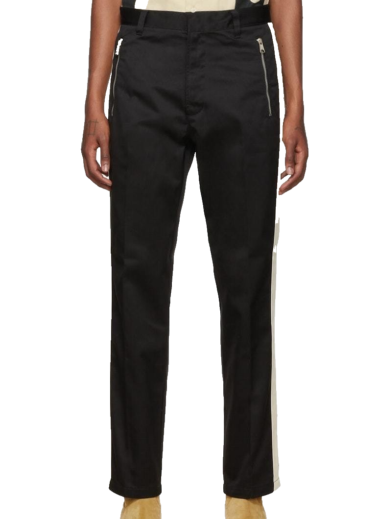 Diesel Men�S Pants Black White Stripe Slim Fit Zip Pocket Dress Trousers Size 34