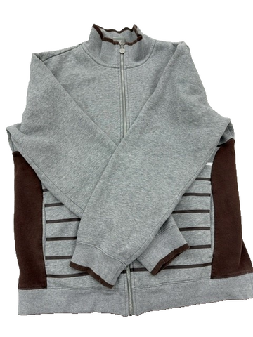 Nike Men's M Grey Striped Full-Zip Fleece Hoodie Sportswear