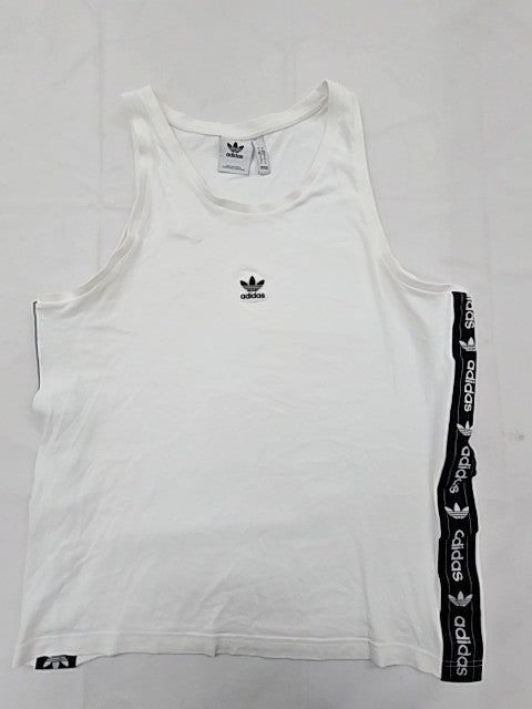 Adidas Men's White L Tank Top Athletic Sleeveless Cotton Blend