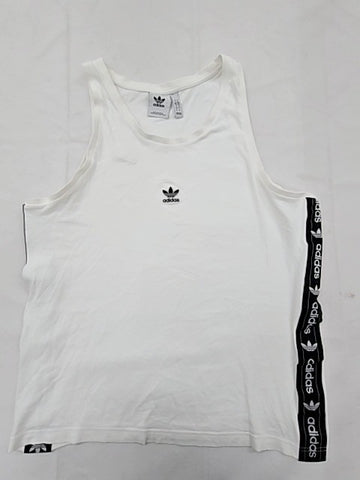 Adidas Men's White L Tank Top Athletic Sleeveless Cotton Blend