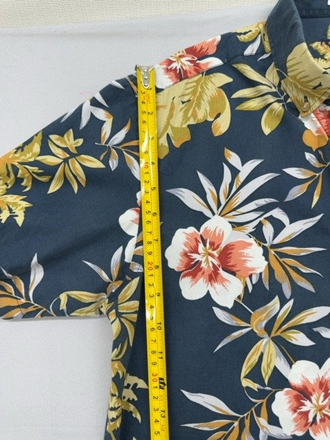 Renoma Paris Men's Navy Floral Hawaiian Short Sleeve Shirt Size M