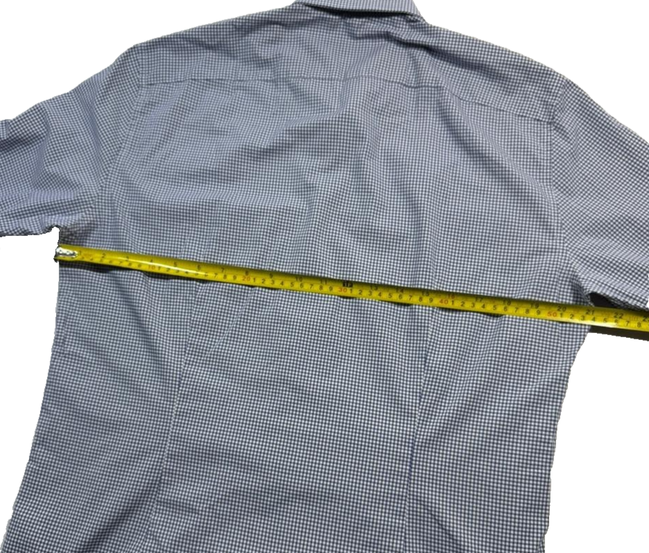 Tommy Hilfiger Men's Blue White Check Dress Shirt Easy Care Size 39