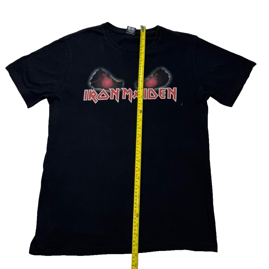 Official Iron Maiden Distressed Logo T-Shirt |Black | Size: M