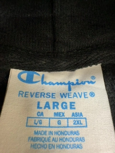 Champion Boys Charcoal Pullover Hoodie Size L Reverse Weave Fleece Graphic