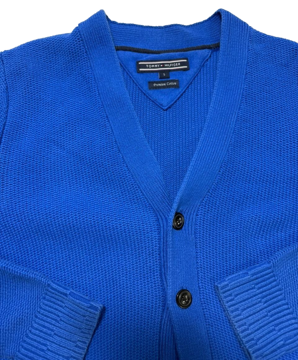 Tommy Hilfiger Men's Premium Cotton Blue Cardigan Size S Knit Sweater
