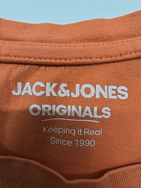 Jack & Jones Men Orange Graphic Logo T-Shirt Size M - Regular Fit