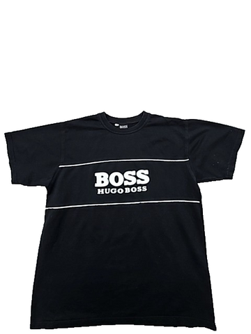 Boss Men's Black Logo Graphic Striped T-Shirt M Regular Cotton