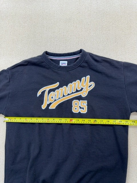 Tommy Jeans Men's Navy Crew Neck Sweatshirt Size S 90s Logo