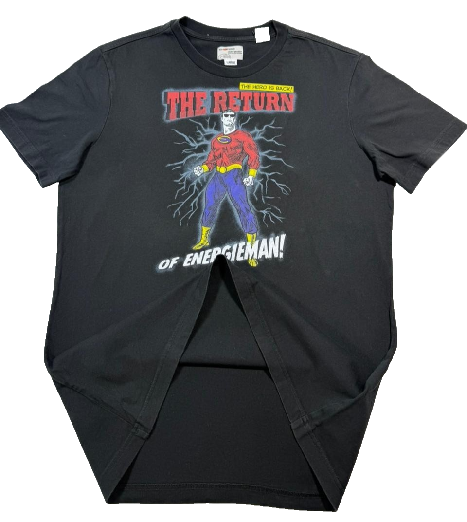 Energize Men's Black The Return Of Energieman Graphic Crewneck T-Shirt Size L