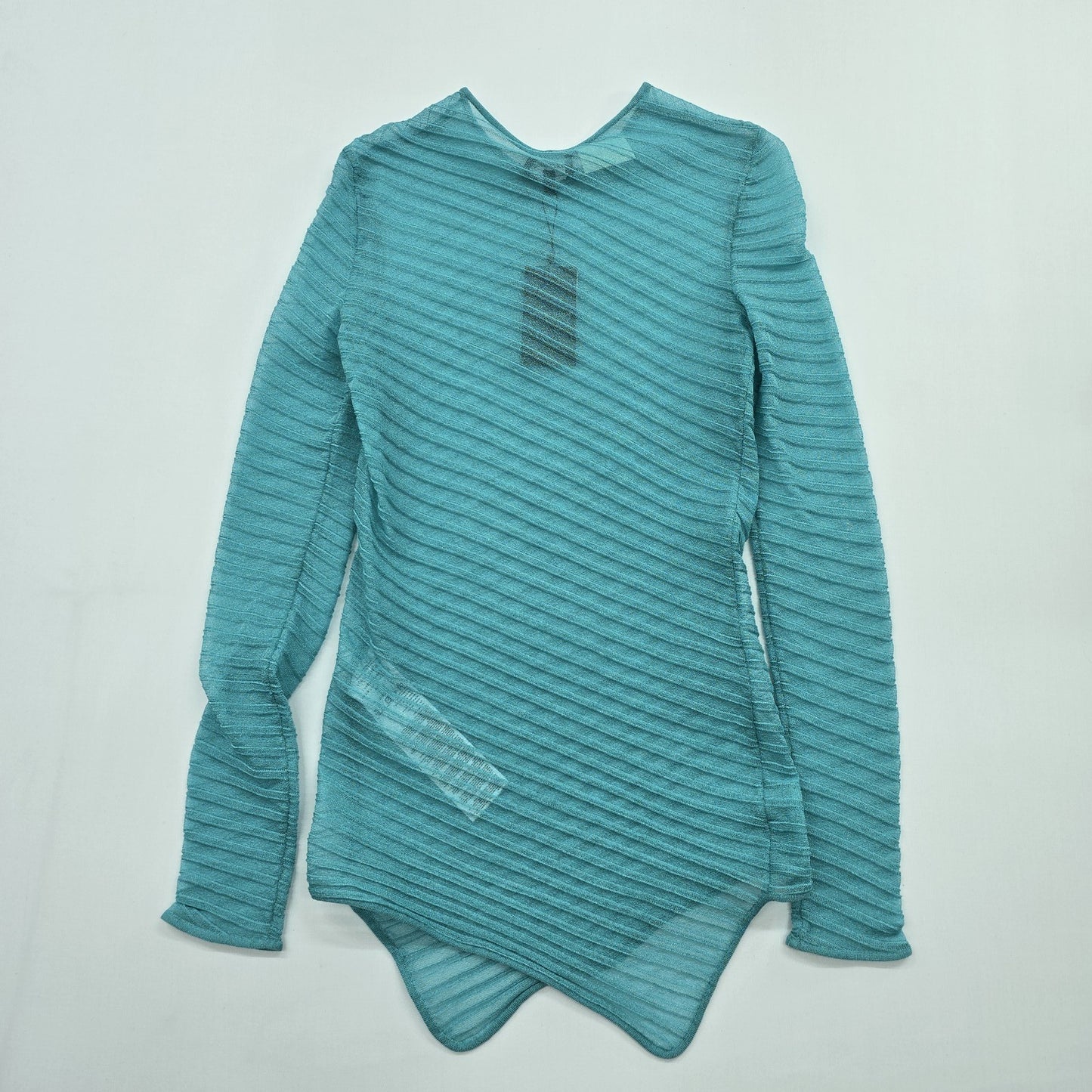 GIORGIO ARMANI Women's Turquoise Asymmetrical Long Sleeve Top EU 40