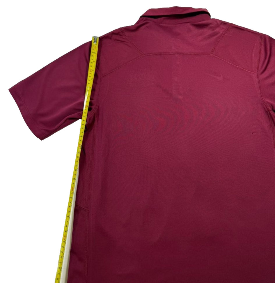 Nike Men's Maroon Nmh Lacrosse Dri-FIT Polo Shirt White Swoosh Size L