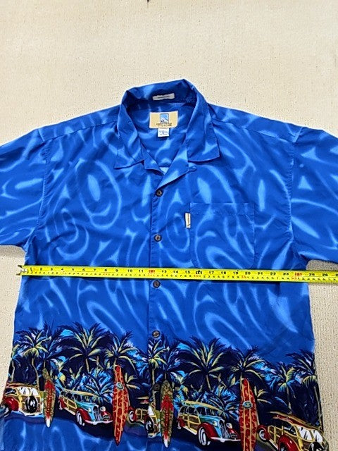 Coconut Pier Men's Blue Surf Beach Button-Down Shirt XL Vintage