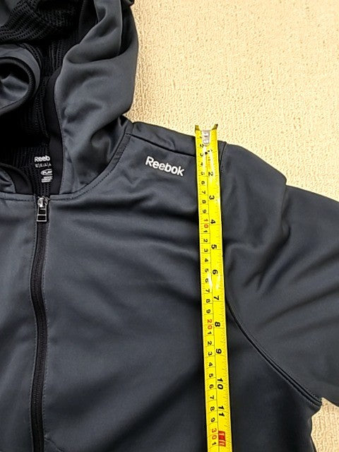 Reebok Men's XL Navy Full Zip Hoodie Neon Green Graphic Active