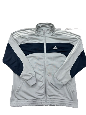 Adidas Unisex XL Grey/Navy 3-Stripes Track Training Jacket
