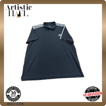 Adidas Men's Black Striped Athletic Polo Shirt Size 2XL Breathable