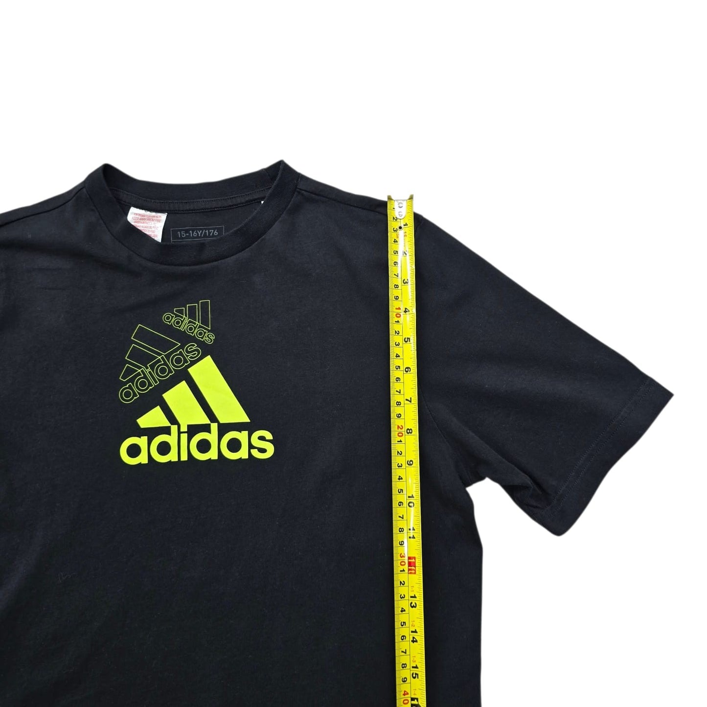 Adidas Youth Black Neon Stripes Graphic T-Shirt 15-16 Yrs