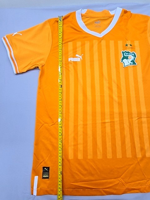 Puma Men's Orange Striped Soccer Jersey V-Neck L Drycell