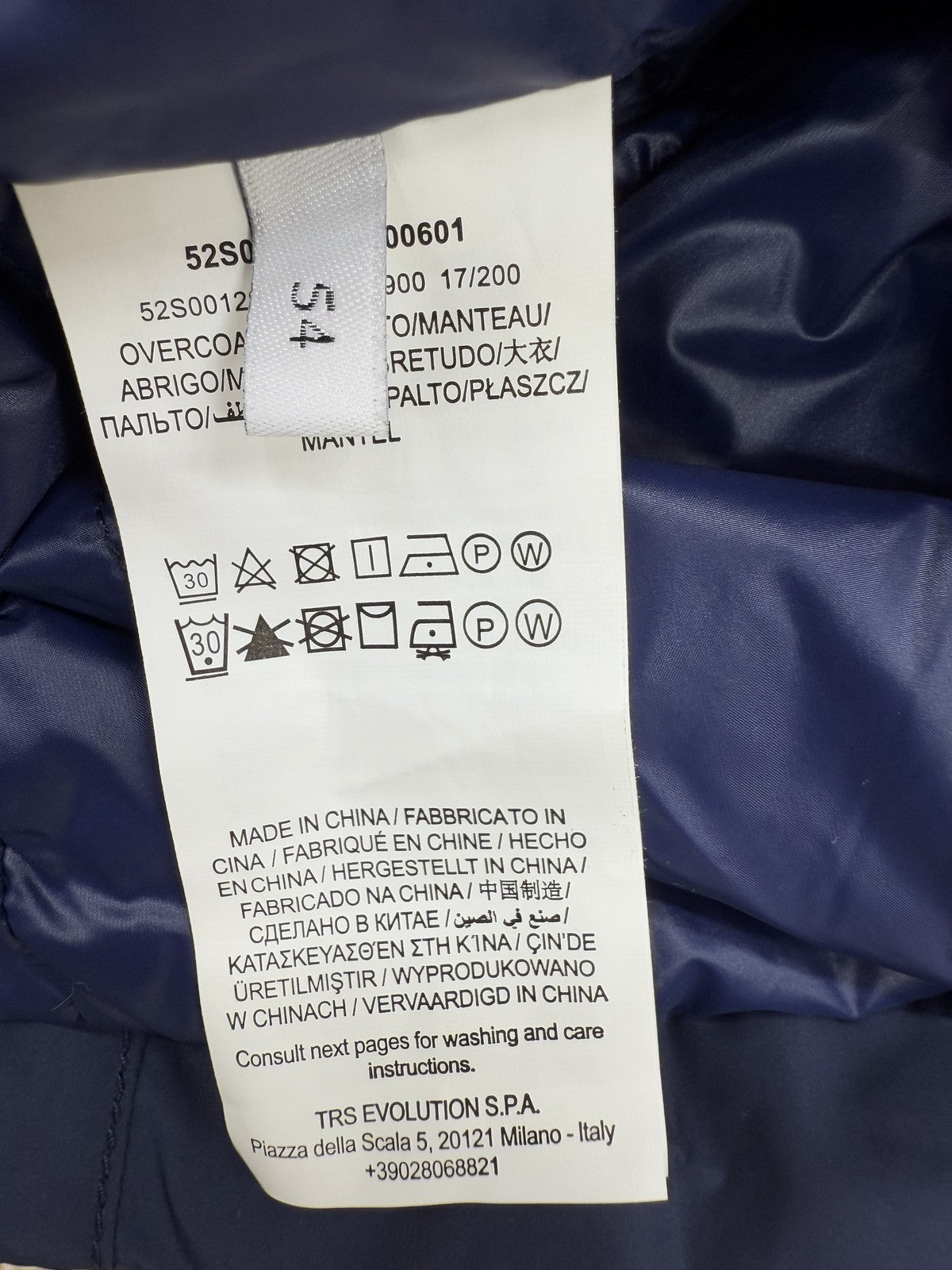 Trussardi Jeans Navy Nylon Overcoat 52S Men Winter Travel
