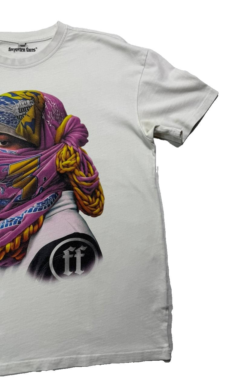 Men�S T-Shirt Short-Sleeve Forgotten Faces Rider Oversized Tee White - Size S