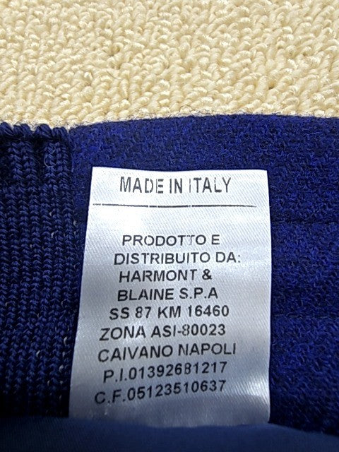Harmont & Blaine Navy Slim Fit Cotton Pants Embroidered Dog Logo Italy