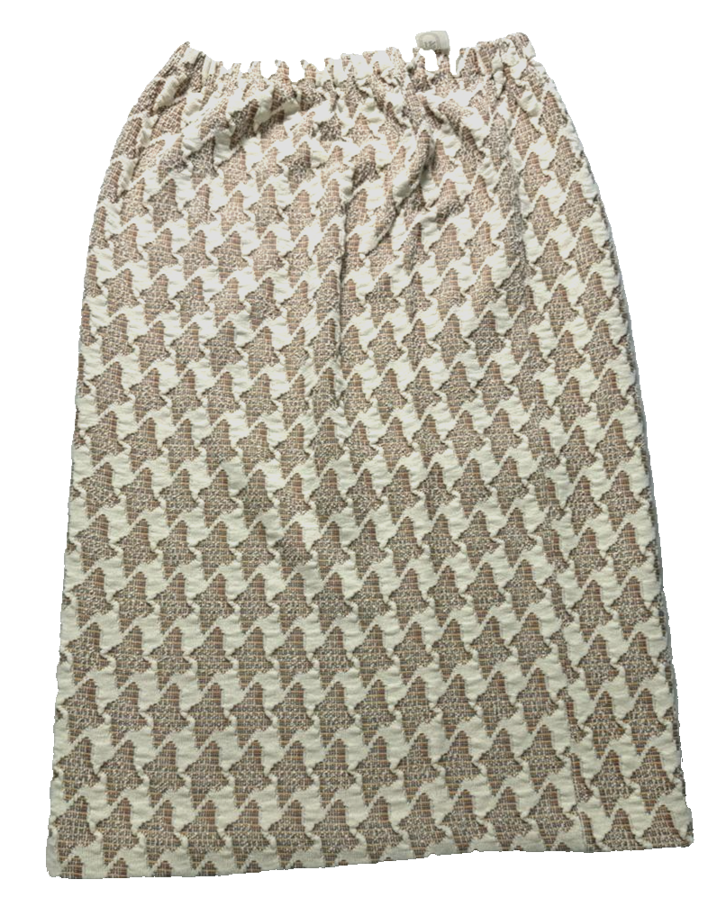Vintage Style Beige & Cream Houndstooth Knit Two Piece Skirt Set Size M