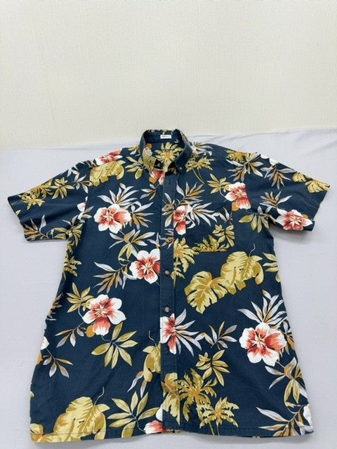 Renoma Paris Men's Navy Shirt – Size M, Floral, Short Sleeve