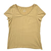 Primark Women's Yellow T-Shirt – Size 10/12, Short Sleeve, V-Neck