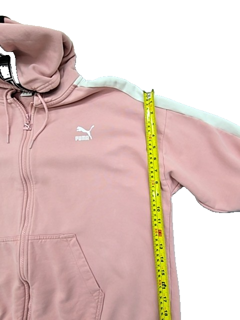 PUMA Women's Pink Zip Hoodie XL Regular Fleece Essentials