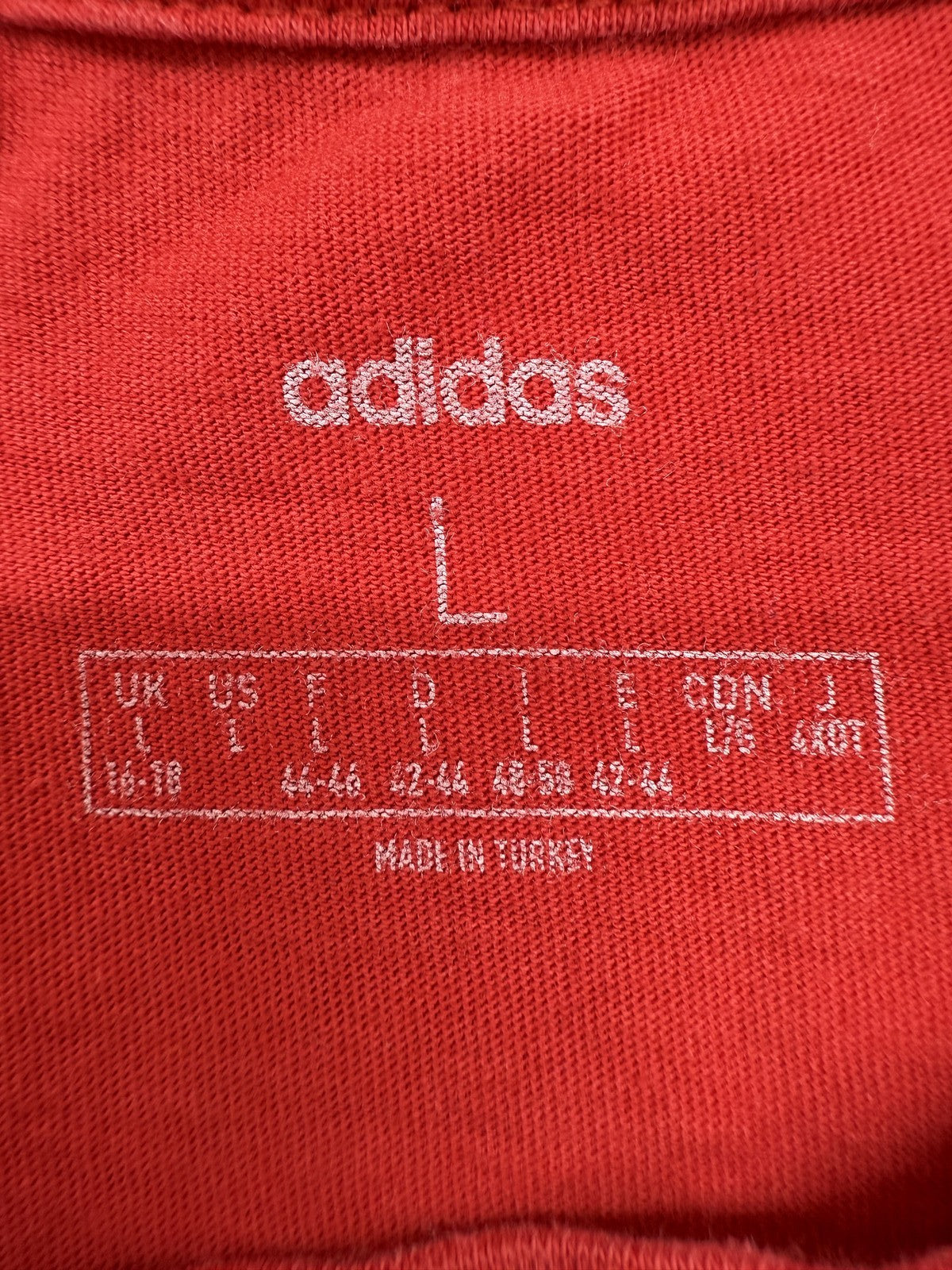 Adidas Red Short Sleeve Crewneck T-Shirt L Regular Unisex Adult