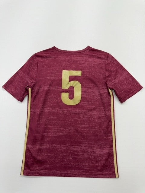 Adidas Boys Burgundy Soccer Jersey T-Shirt Side Stripe XL