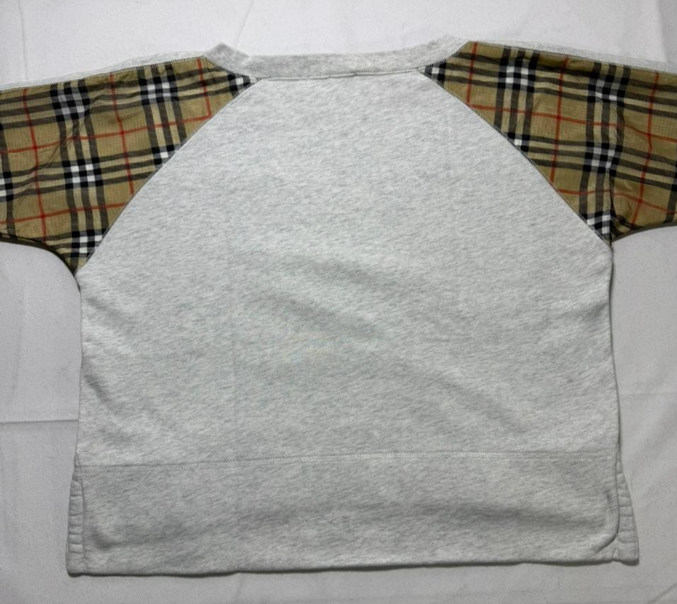 Burberry London Grey Sweatshirt Nova Check Sleeve Panel |12Y| 152Cm