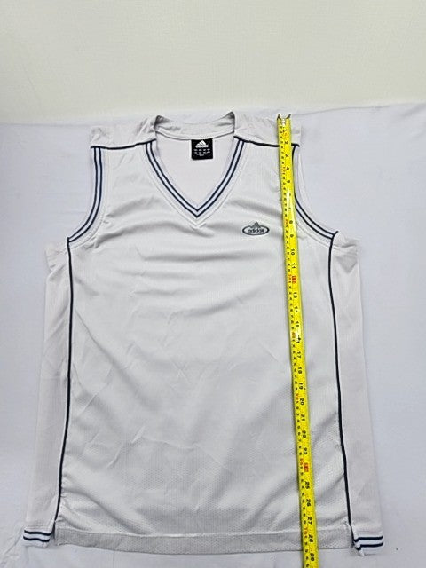 Adidas Men's XXL White Striped V-Neck Mesh Tank Top