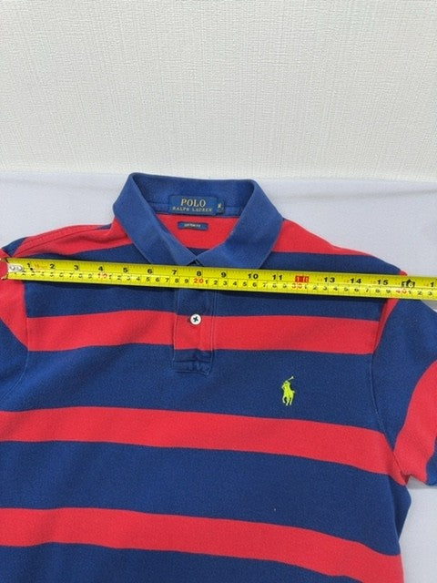 Polo Ralph Lauren Navy Red Stripe Polo Shirt M Custom Slim Fit