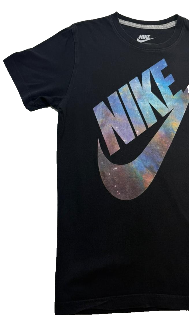 Nike Men's Black Galaxy Swoosh Graphic T-Shirt Slim Fit Short Sleeve Size M