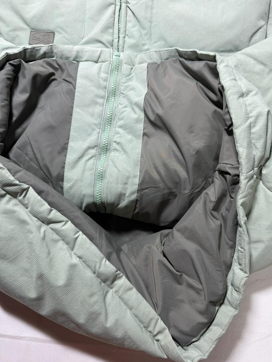 Fila Men's Puffer Jacket XXL Light Green Padded Winter Coat High Neck Zip Pocket