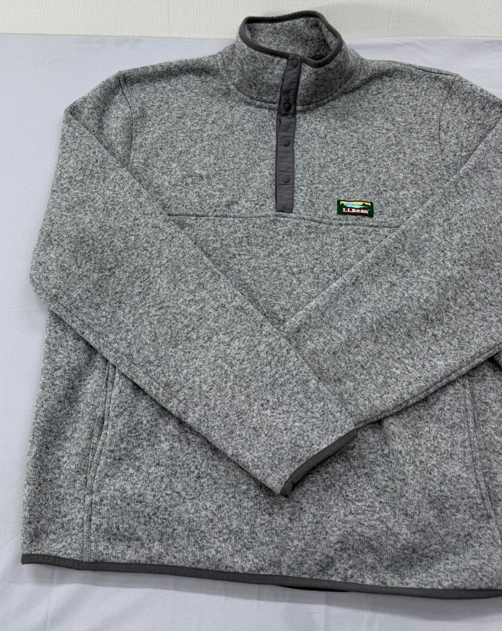 L.L.Bean Men's Gray Quarter-Zip Fleece Pullover XL